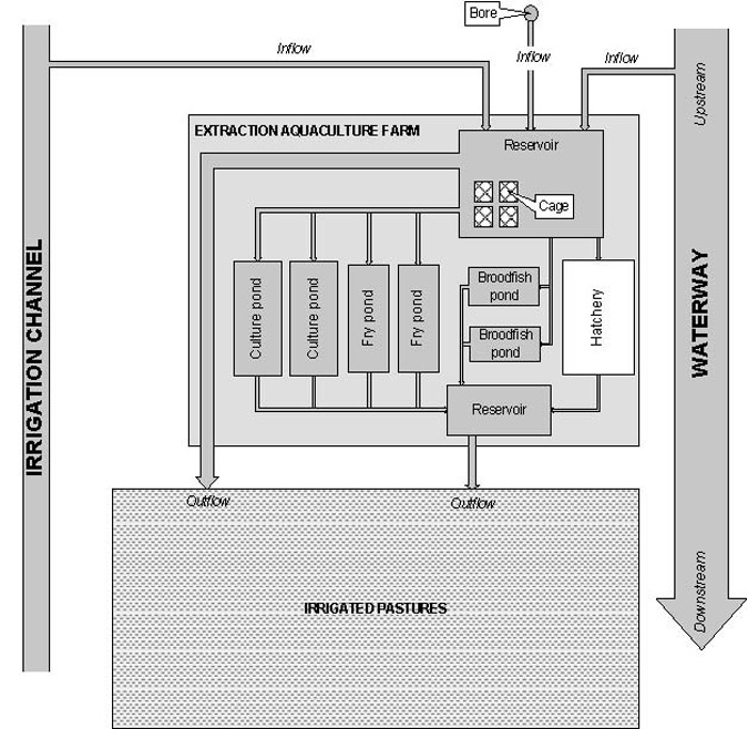 Figure 2. Commercial static aquaculture system, e.g. pond-based Murray cod farm.